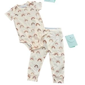 🆕 Lou Lou Lollipop Tencell & Organic Cotton Rainbow Print Onesie and Pants Set